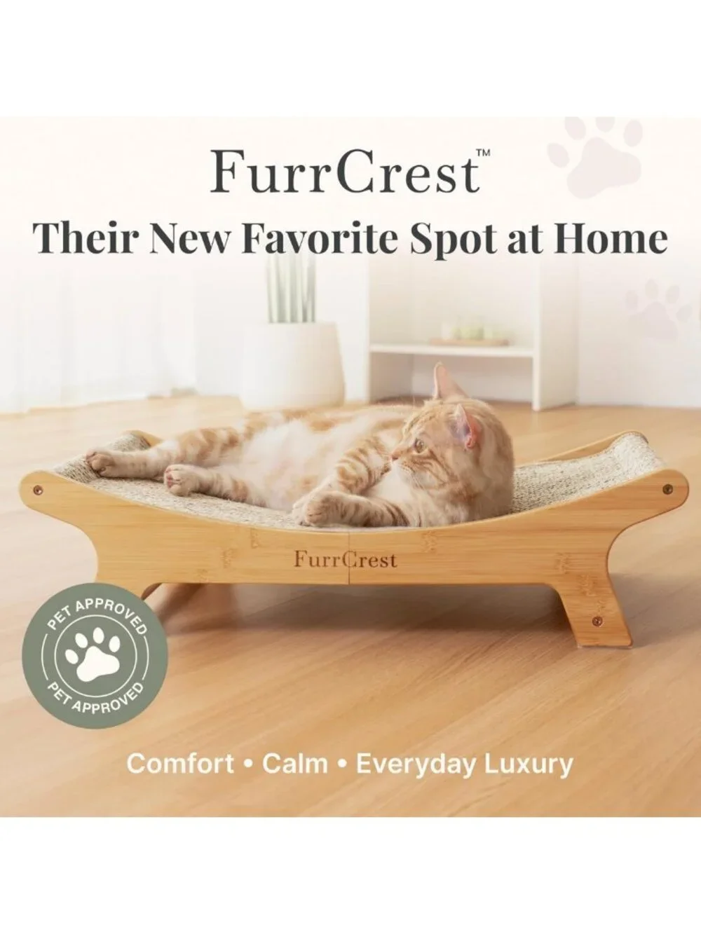 XL Cat Scratcher Bed with Elevated Hammock, Replaceable Sisal Pad, Anti-Slip